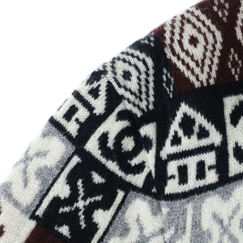 Chanel Coco Mark Cashmere Nordic Pattern Crewneck Pullover Long Sleeve Knit