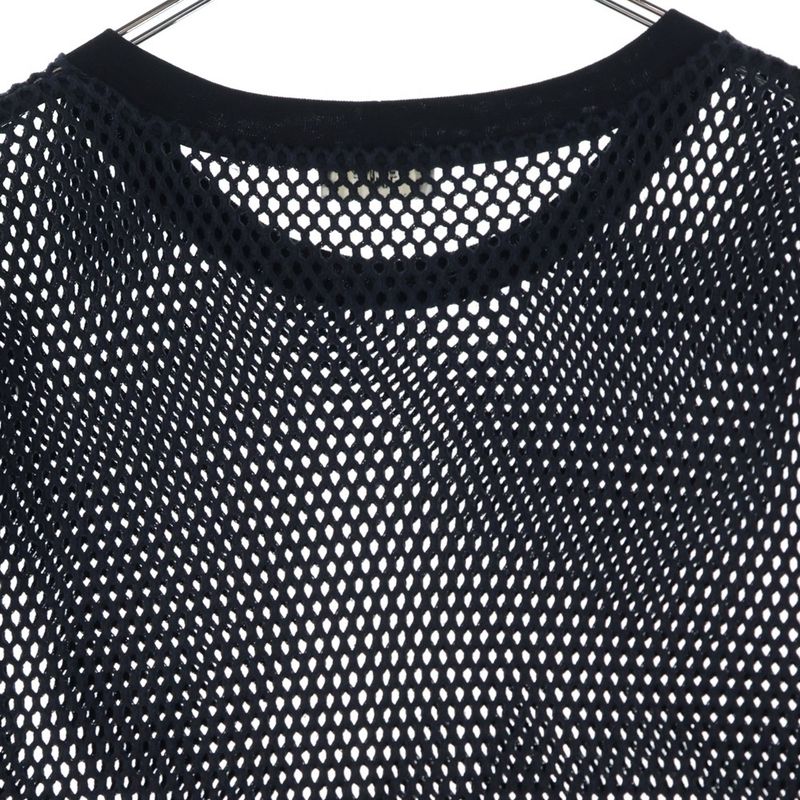 Celine 22SS Logo Print Mesh Crew Neck Short Sleeved T-shirt Cut And Sewn Black