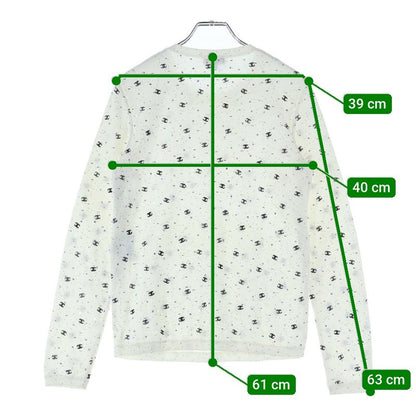 Chanel Coco Mark Embroidery Lame Sequins Total Pattern Cotton Knit Crew Neck