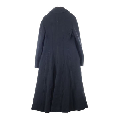 Chanel Logo Button Angora Mix Wool Tweed Double Breasted Long Coat Black