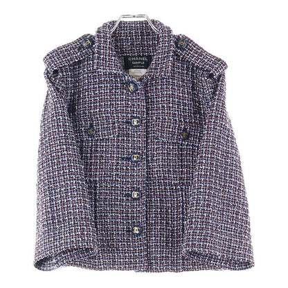 Chanel Coco Mark Short Length Tweed Jacket With Coco Button Epaulettes Multicolo