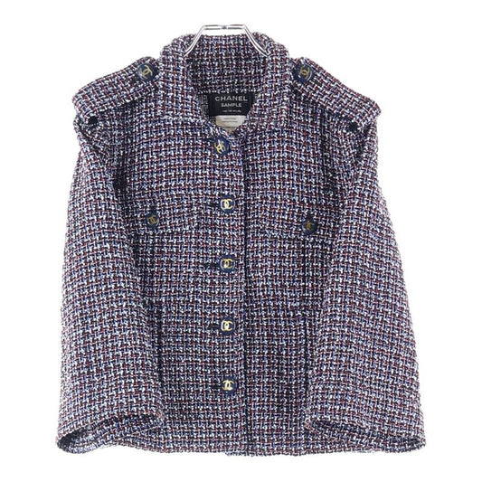 Chanel Coco Mark Short Length Tweed Jacket With Coco Button Epaulettes Multicolo