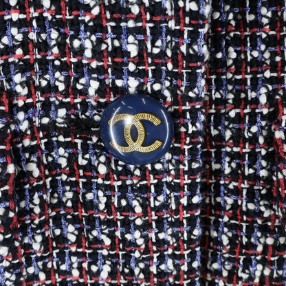 Chanel Coco Mark Short Length Tweed Jacket With Coco Button Epaulettes Multicolo