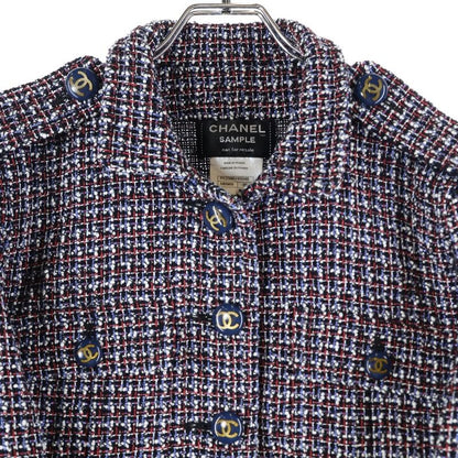 Chanel Coco Mark Short Length Tweed Jacket With Coco Button Epaulettes Multicolo