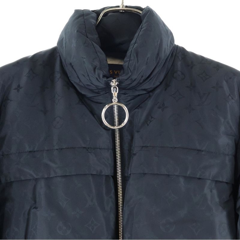 Louis Vuitton Monogram All Over Pattern Logo Buckle Belted Silk Blend Zip Up