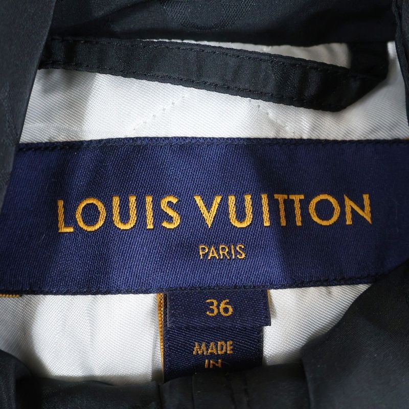 Louis Vuitton Monogram All Over Pattern Logo Buckle Belted Silk Blend Zip Up