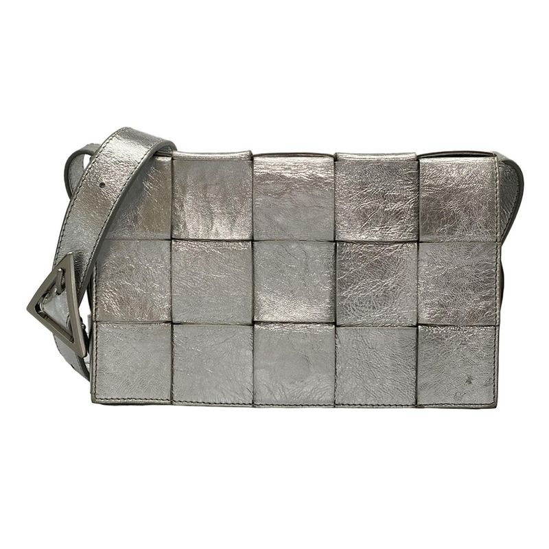 Bottega Veneta Shoulder Bag Cassette Silver Leather