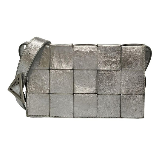 Bottega Veneta Shoulder Bag Cassette Silver Leather