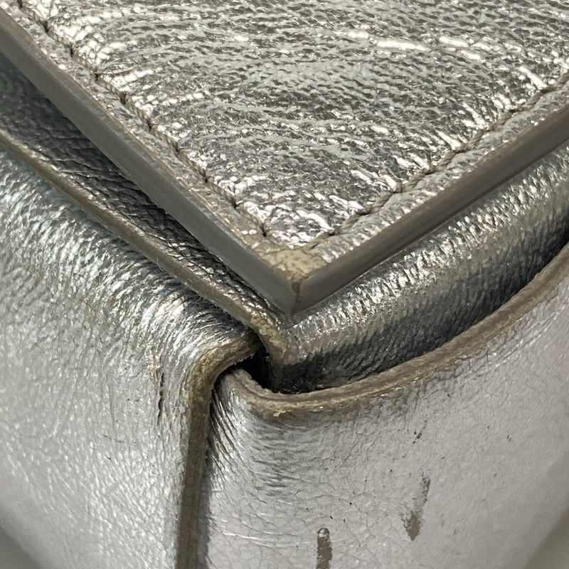 Bottega Veneta Shoulder Bag Cassette Silver Leather