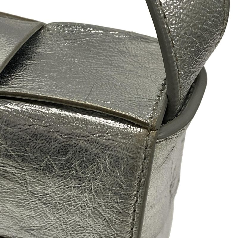 Bottega Veneta Shoulder Bag Cassette Silver Leather