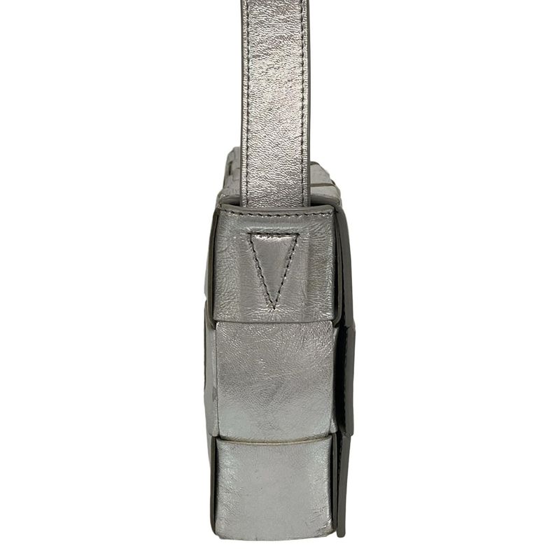 Bottega Veneta Shoulder Bag Cassette Silver Leather