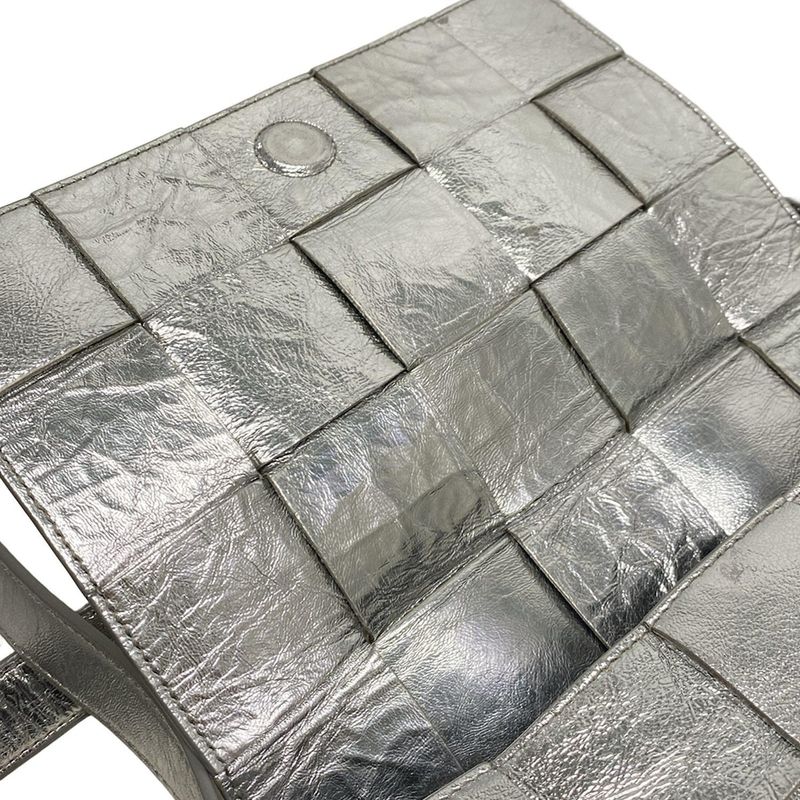 Bottega Veneta Shoulder Bag Cassette Silver Leather