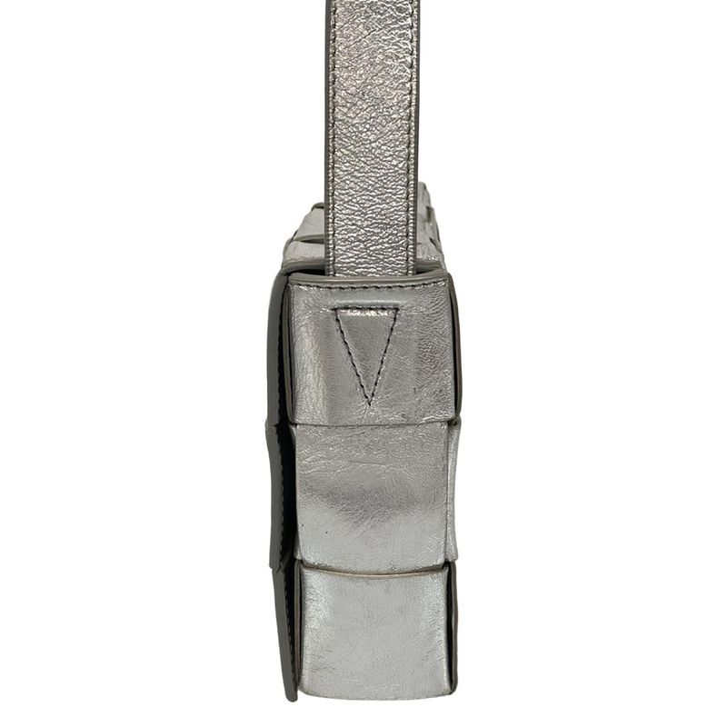 Bottega Veneta Shoulder Bag Cassette Silver Leather