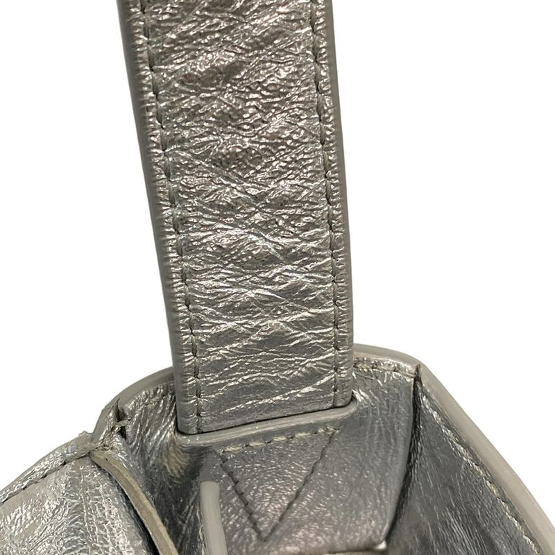 Bottega Veneta Shoulder Bag Cassette Silver Leather