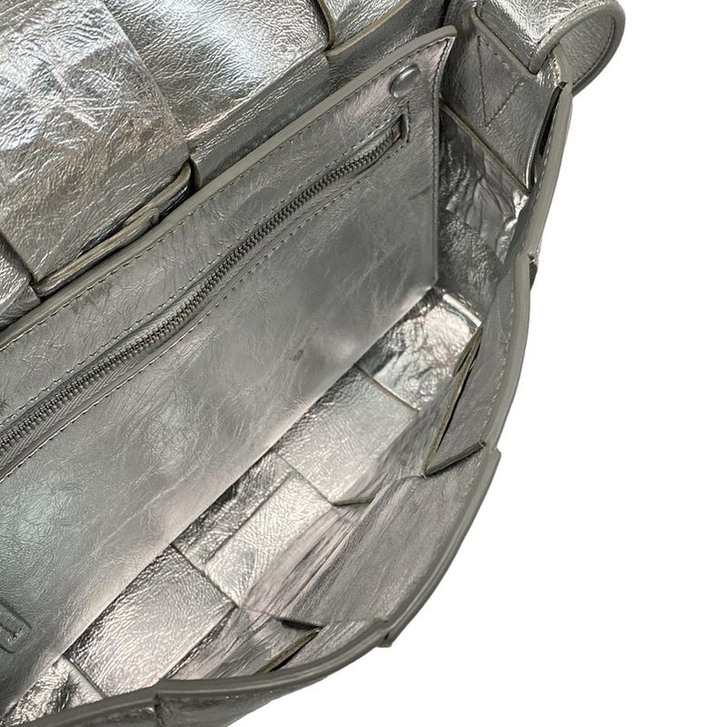 Bottega Veneta Shoulder Bag Cassette Silver Leather
