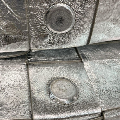 Bottega Veneta Shoulder Bag Cassette Silver Leather