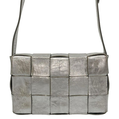 Bottega Veneta Shoulder Bag Cassette Silver Leather