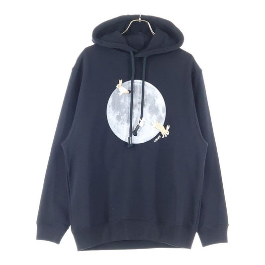 Loewe Relaxed Fit Hoodie Moon Print Rabbit Embroidery Drawcord Charm Pullover