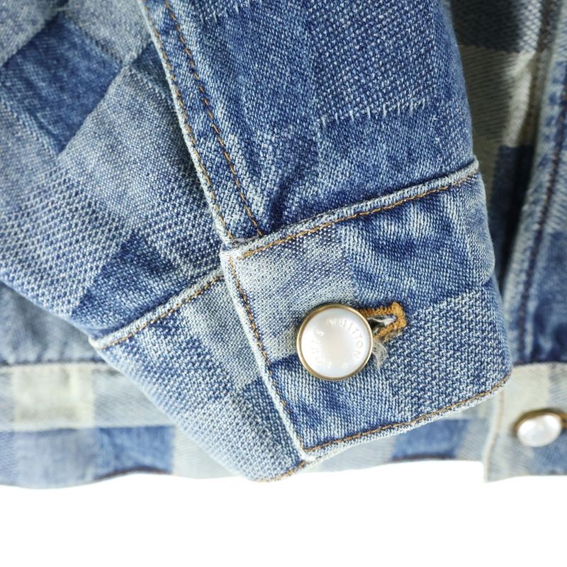 Louis Vuitton 24SS Damier Classic Allover Jacquard Denim Trucker Jacket Indigo