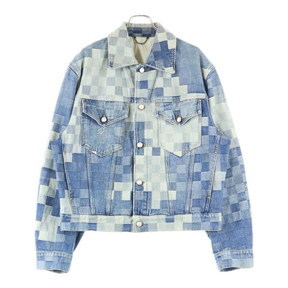 Louis Vuitton 24SS Damier Classic Allover Jacquard Denim Trucker Jacket Indigo