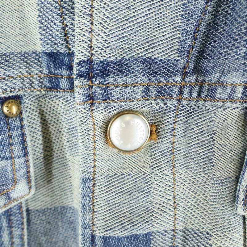 Louis Vuitton 24SS Damier Classic Allover Jacquard Denim Trucker Jacket Indigo