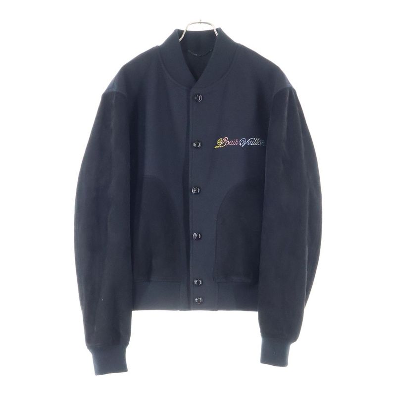 Louis Vuitton 25AW Mixed Leather Varsity Blouson Mixed Suede Leather Monogram