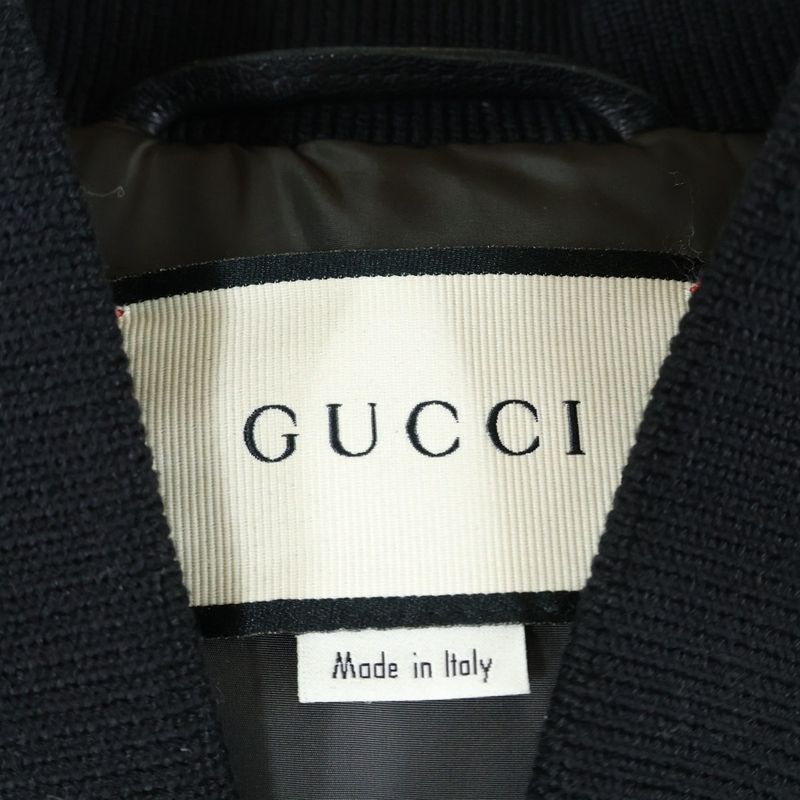 Gucci Leather Switched Vest Docking Back Logo Lame Print Detachable Sleeve