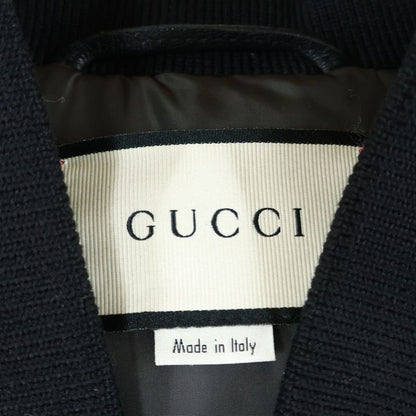 Gucci Leather Switched Vest Docking Back Logo Lame Print Detachable Sleeve