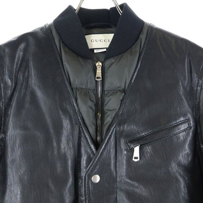 Gucci Leather Switched Vest Docking Back Logo Lame Print Detachable Sleeve