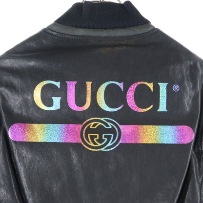 Gucci Leather Switched Vest Docking Back Logo Lame Print Detachable Sleeve
