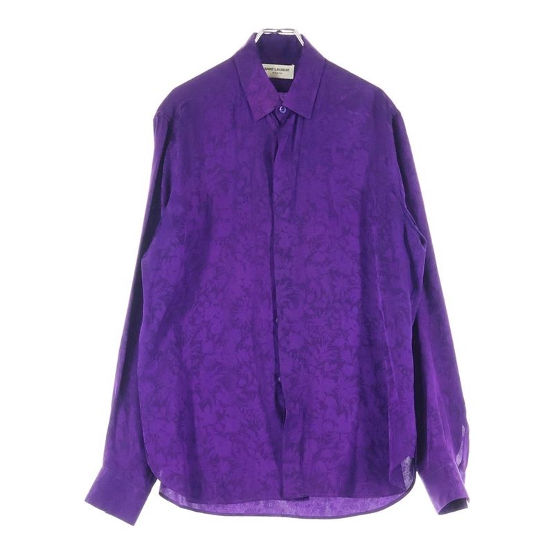 Saint Laurent Paris 22SS Floral Pattern Silk Long Sleeved Shirt 646850 Y2e32