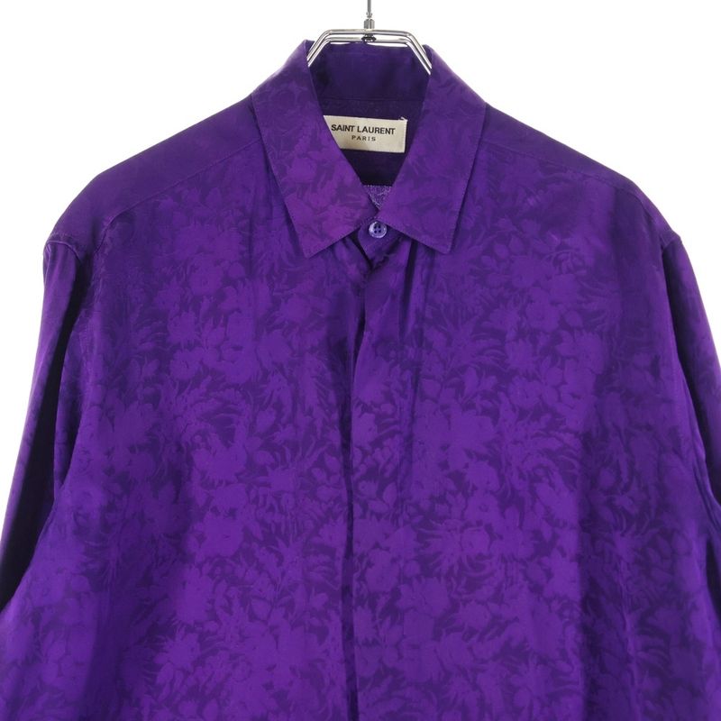 Saint Laurent Paris 22SS Floral Pattern Silk Long Sleeved Shirt 646850 Y2e32