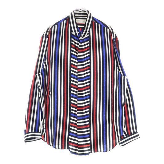 Saint Laurent Paris Long-sleeved Silk Shirt With Striped Pattern 659851 Y2d17