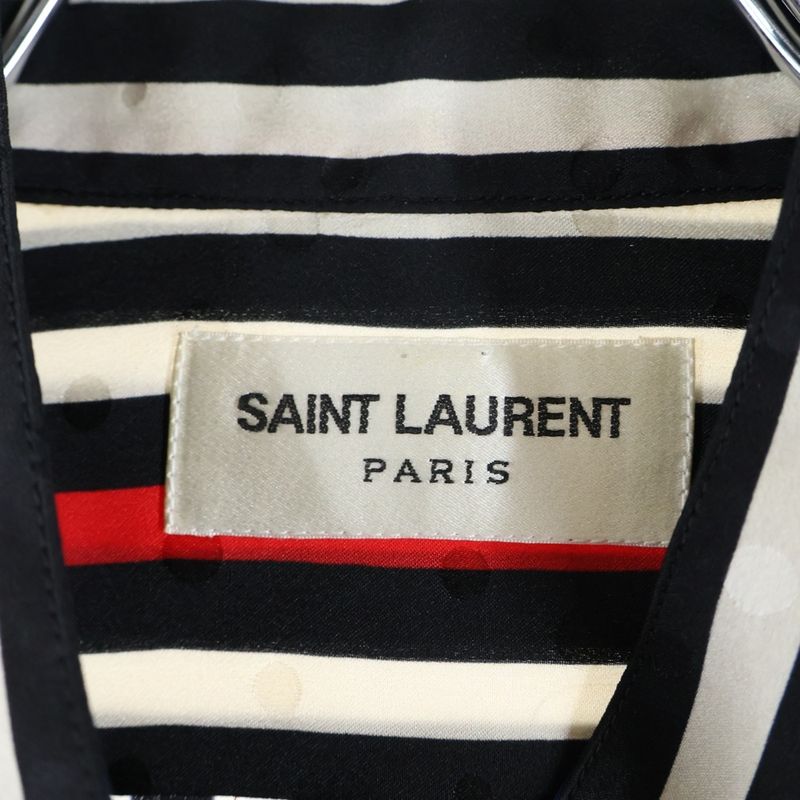 Saint Laurent Paris Long-sleeved Silk Shirt With Striped Pattern 659851 Y2d17