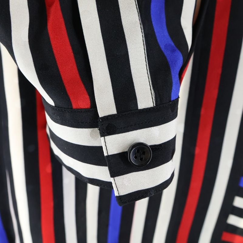 Saint Laurent Paris Long-sleeved Silk Shirt With Striped Pattern 659851 Y2d17