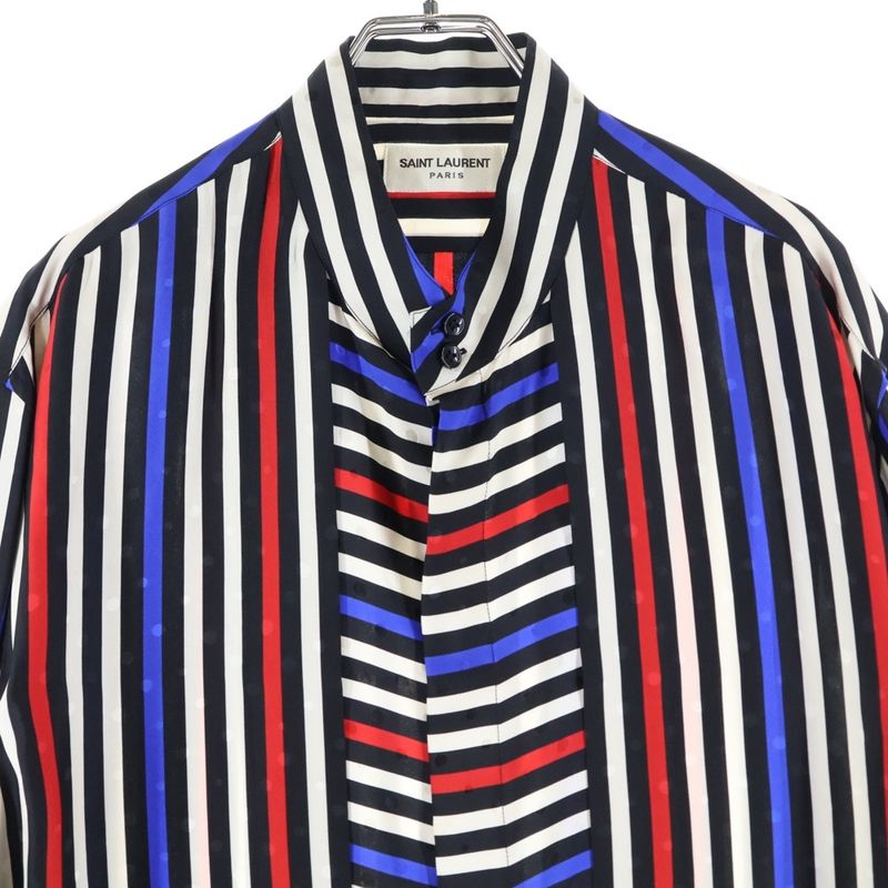 Saint Laurent Paris Long-sleeved Silk Shirt With Striped Pattern 659851 Y2d17