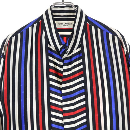 Saint Laurent Paris Long-sleeved Silk Shirt With Striped Pattern 659851 Y2d17