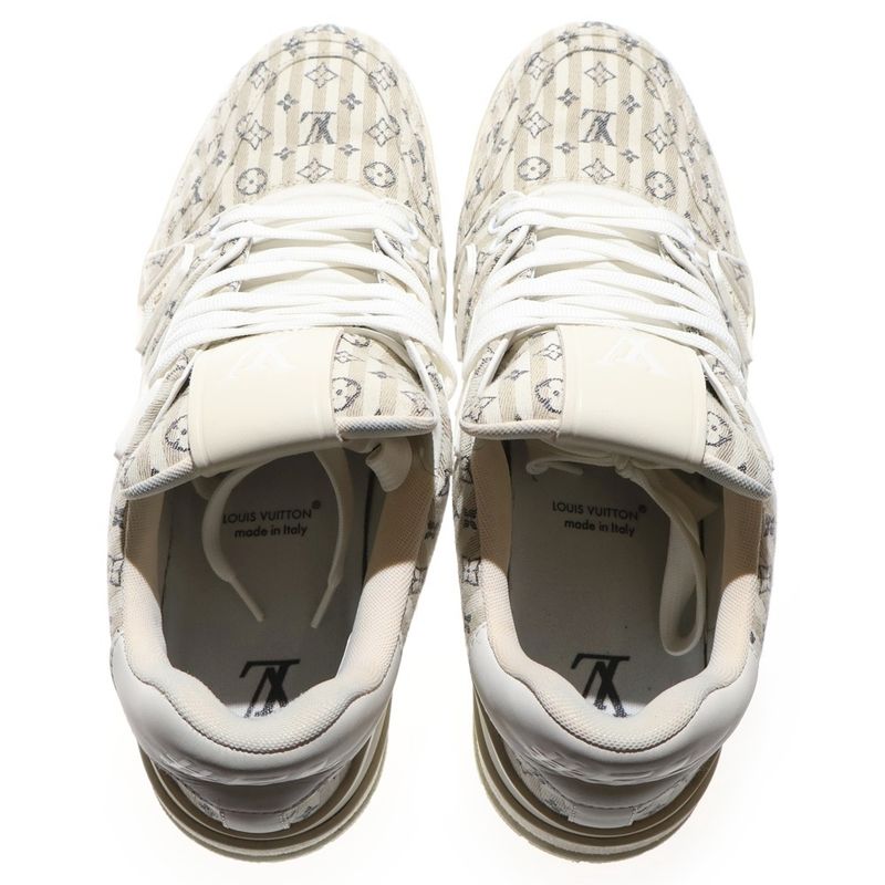 Louis Vuitton 23AW Monogram LV Trainer Line Leather / Canvas Low Cut Sneakers