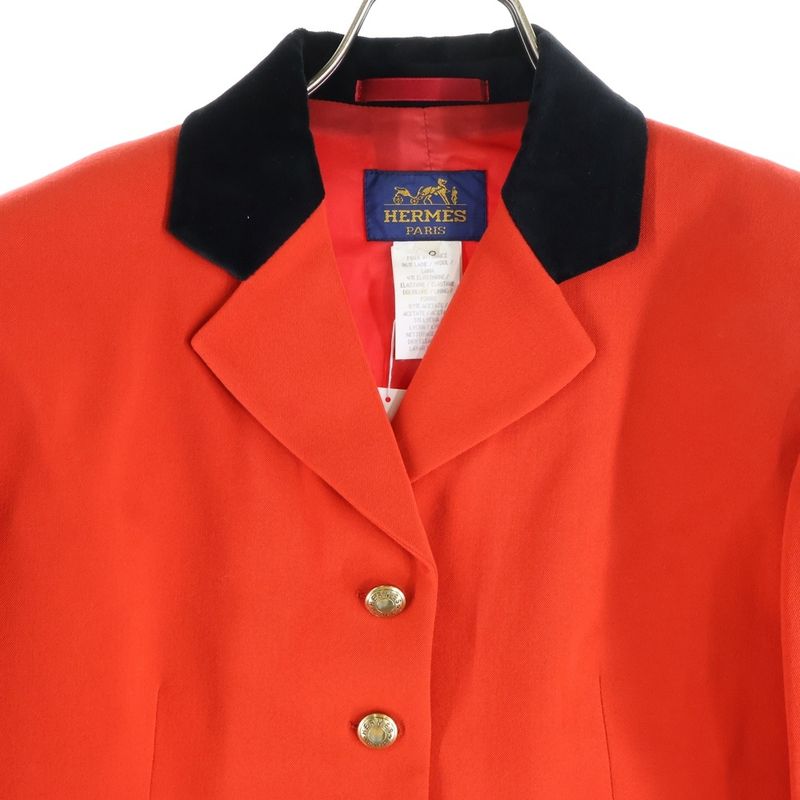 Hermes Serie Buttons Velour Transition Wool Tailored Jockey Jacket Red/black