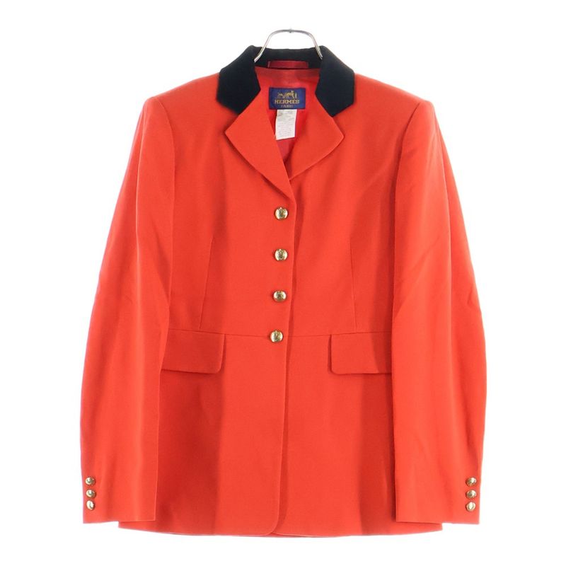Hermes Serie Buttons Velour Transition Wool Tailored Jockey Jacket Red/black