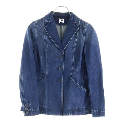 Christian Dior BEE Logo Embroidery Washed Denim 3B Tailored Jacket Indigo Women
