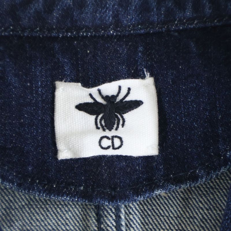Christian Dior BEE Logo Embroidery Washed Denim 3B Tailored Jacket Indigo Women