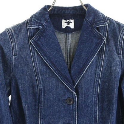 Christian Dior BEE Logo Embroidery Washed Denim 3B Tailored Jacket Indigo Women