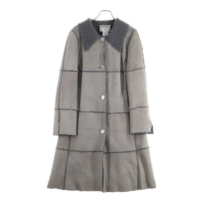 Chanel 00AW Lambskin Sheer Ring Mouton Leather Shell Button Boa Lining Long