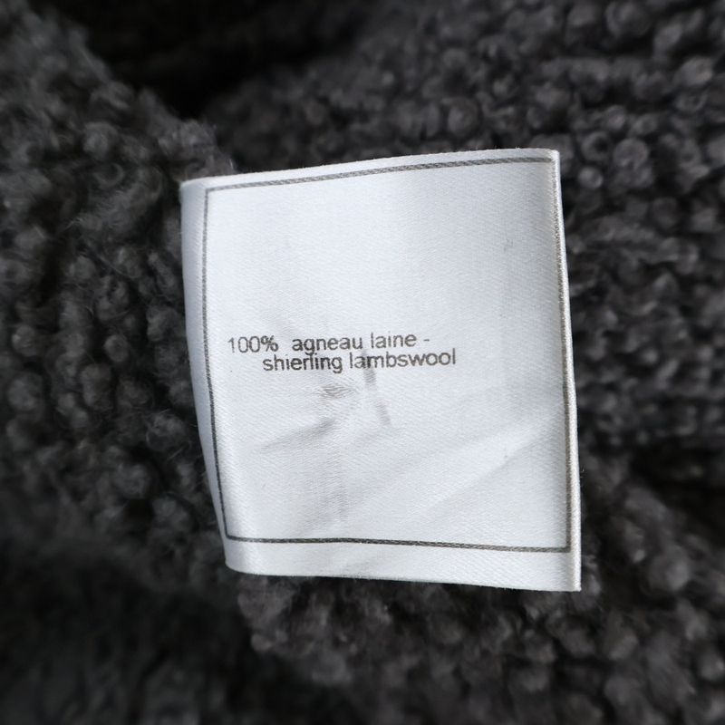 Chanel 00AW Lambskin Sheer Ring Mouton Leather Shell Button Boa Lining Long