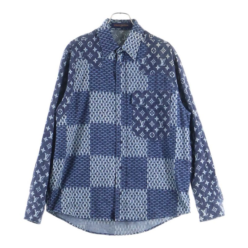 Louis Vuitton 20AW × NIGO Monogram Wave Giant Damier Flannel Long Sleeve Shirt