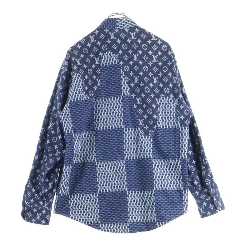 Louis Vuitton 20AW × NIGO Monogram Wave Giant Damier Flannel Long Sleeve Shirt