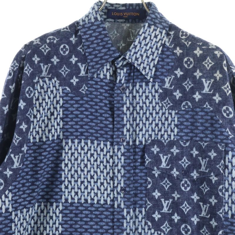 Louis Vuitton 20AW × NIGO Monogram Wave Giant Damier Flannel Long Sleeve Shirt