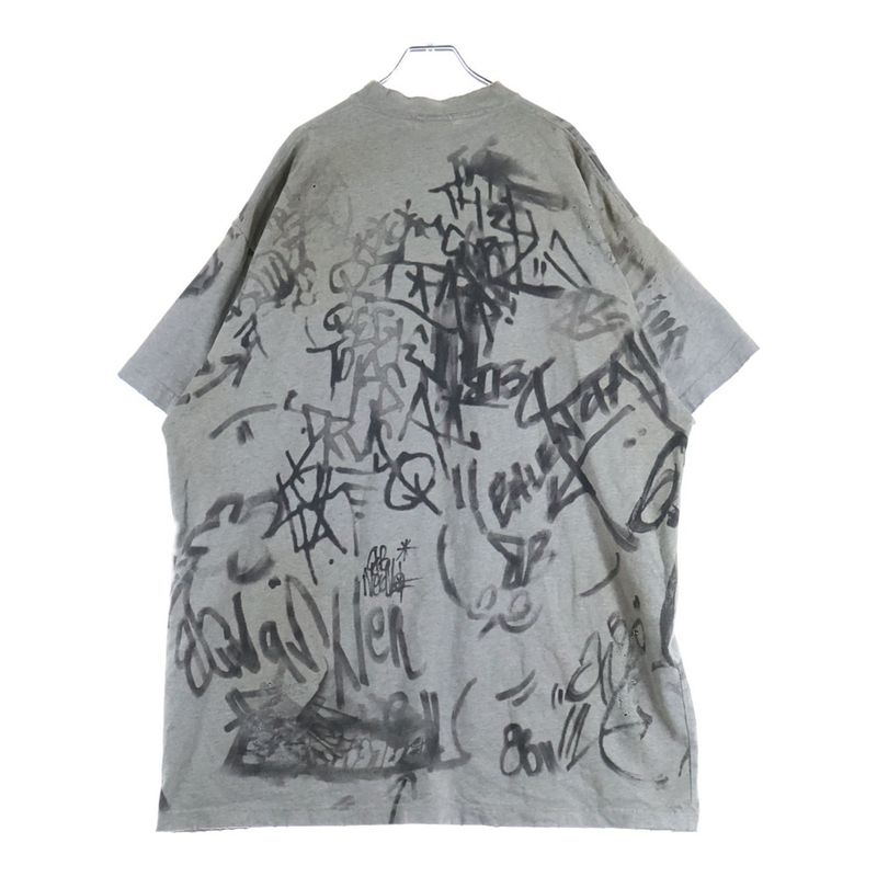 Balenciaga 23SS 1300 Skater Destroyed Badge Short Sleeve T-shirt Cut And Sewn