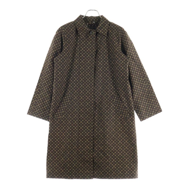 Louis Vuitton Monogram Cotton Stainless Steel Collar Coat Brown